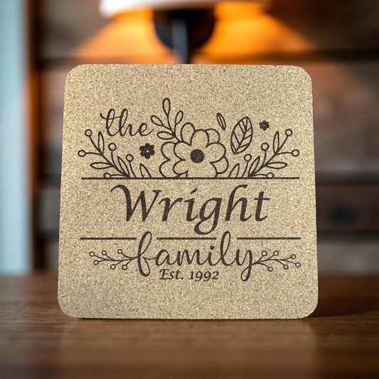 Family Name Cork Coasters