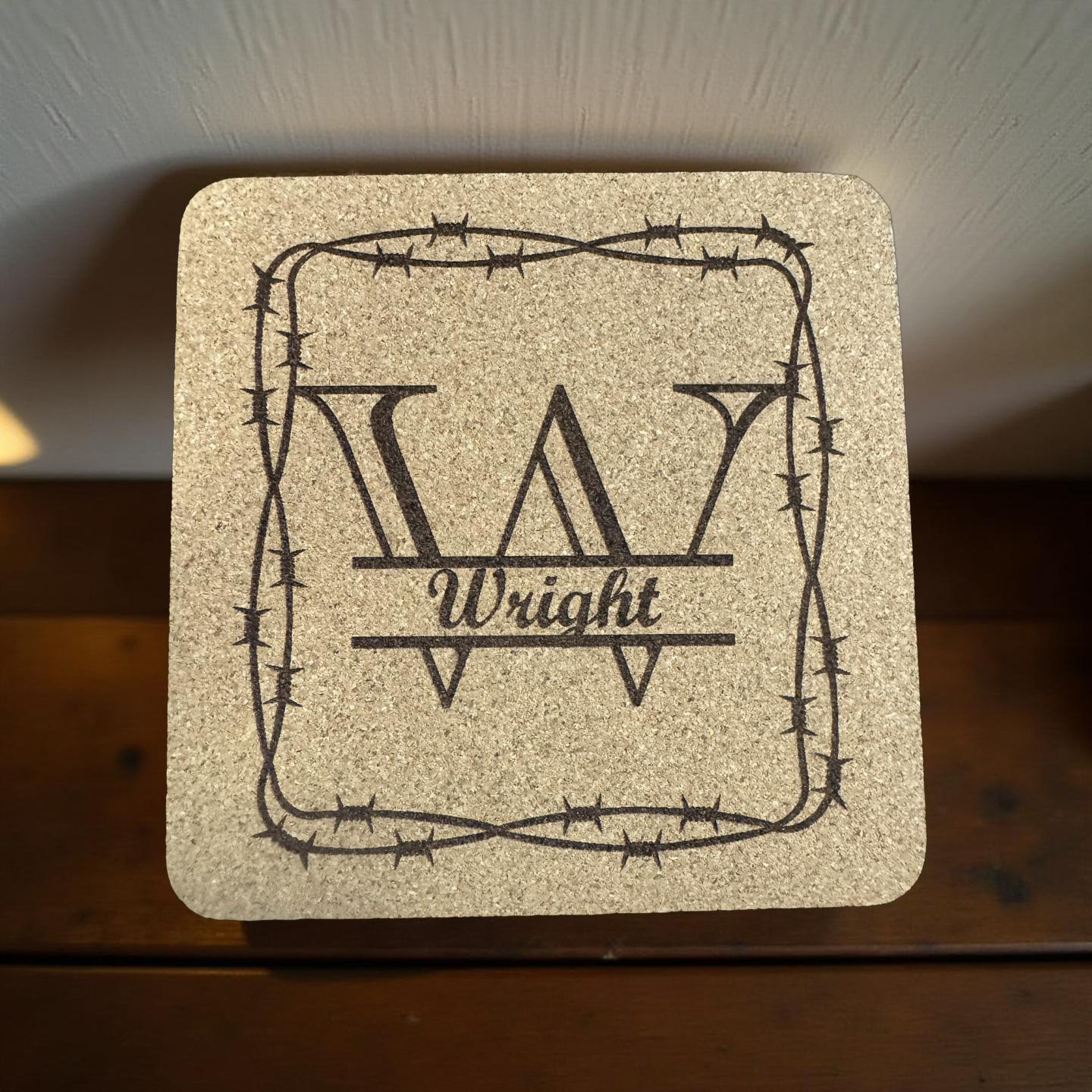 Family Monogram Cork Coaster