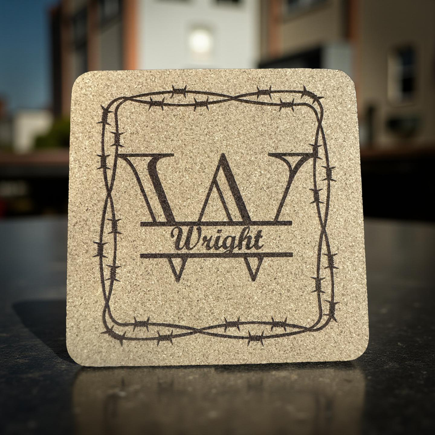 Family Monogram Cork Coaster